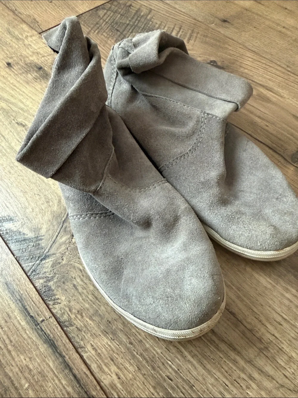 Authentic ALL BLACK Suede Fold-Over Ankle Boots